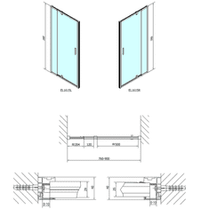 POLYSAN , EASY LINE otočné sprchové dvere 760-900mm, číre sklo, EL1615