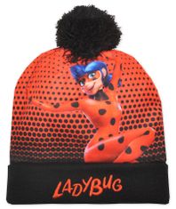 Eplusm Dievčenská čiapka s brmbolcom Miraculous Lady Bug Červená