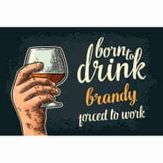 Retro Cedule Ceduľa Born To Drink Brandy - Porced To Work