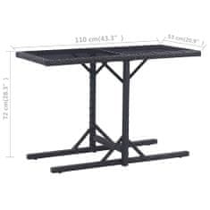 Petromila vidaXL Záhradný stôl čierny 110x53x72 cm sklenený a polyratan