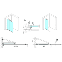 POLYSAN Sapho, MODULAR SHOWER zástena s pojazdy 1400 mm, MS5-140