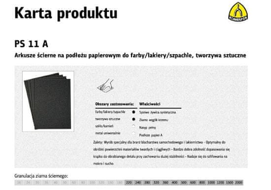 KLINGSPOR Klingspor Brúsne listy na papierovej podložke 230Mm X 280Mm Ps11A Wet Gr. 800 /50St.