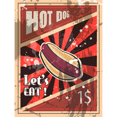 Retro Cedule Ceduľa Hot Dog - Lets Eat