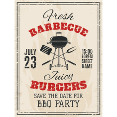 Retro Cedule Ceduľa Barbecue Burgers Party 4