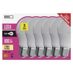 EMOS LED žiarovka Classic A60 8,5W E27 teplá biela 6 ks