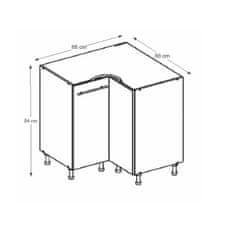 KONDELA Dolná rohová kuchynská skrinka Cyra New DN-90 - dub sonoma / biela