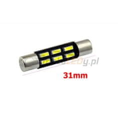 motoLEDy LED T6.3 žiarovka 12V CANBUS 31mm Biela 96lm