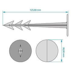 Strend Pro Kolík do zeme GardenPEG 125/38 mm, plastový hrot na uchytenie, bal. 50 ks