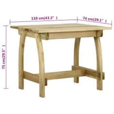Petromila vidaXL Záhradný stôl 110x74x75 cm impregnované borovicové drevo