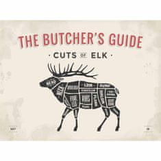 Retro Cedule Ceduľa The Butchers Guide - Cuts of Elk