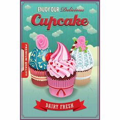 Retro Cedule Ceduľa Cupcakes Bakery Shop 4