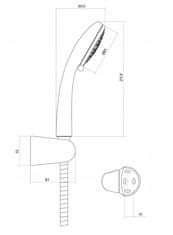 CERSANIT Modi, ručná sprcha so sprchovou hadicou a 1-bodovým držiakom sprchy, Chróm, S951-023