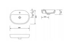 CERSANIT Caspia Oval Box, umývadlo na dosku 60 x 42 cm, biela, K11-0099