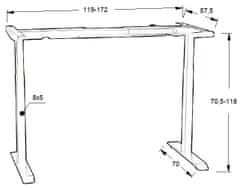 STEMA Stolový rám s elektrickým nastavením výšky UT04-2T/B čierny