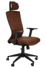 STEMA Otočná ergonomická kancelárska stolička HG-0004, nastaviteľné opierky rúk a hlavy, hnedá farba