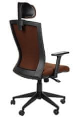 STEMA Otočná ergonomická kancelárska stolička HG-0004, nastaviteľné opierky rúk a hlavy, hnedá farba