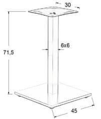 STEMA Podstavec stola - nerezová oceľ SH-2002-1/S/6 brúsená - 45x45 cm