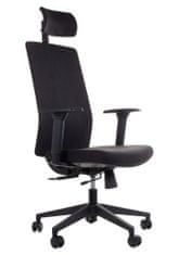 STEMA Otočná ergonomická kancelárska stolička ZN-807-B, nylonová základňa, synchrónny mechanizmus, nastaviteľné sedadlo, čierna