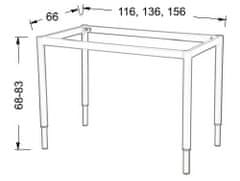 STEMA Nastaviteľný rám stola NY-A057/O - 156x66 cm, alu