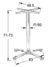 STEMA Podstavec stola - hliník SH-7102/A alu / nerezová oceľ - 63x63 cm