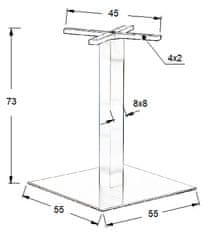 STEMA Podstavec stola - nerezová oceľ SH-3002-7/S kartáčovaný - 55x55 cm