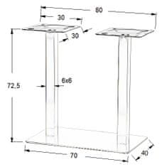 STEMA Podstavec stola - nerezová oceľ SH-3003-1/S/6 kartáčovaný - 70x40 cm