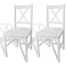 Vidaxl Jedálenské stoličky 2 ks, biele, borovicové drevo