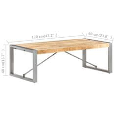Petromila vidaXL Konferenčný stolík 120x60x40 cm, surové mangové drevo