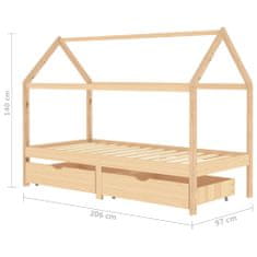 Petromila vidaXL Rám detskej postele so zásuvkami 90x200 cm borovicový masív