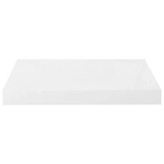 Vidaxl Plávajúce nástenné police 4 ks, lesklé biele 40x23x3,8 cm, MDF