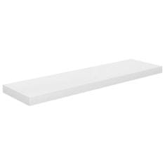 Vidaxl Plávajúce nástenné police 4 ks, lesklé biele 90x23,5x3,8cm, MDF