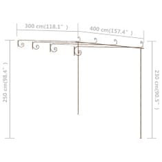 Petromila vidaXL Záhradná pergola, starožitná hnedá 4x3x2,5 m, železo