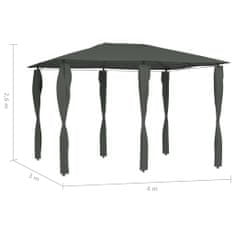 Petromila vidaXL Altánok s poťahmi na stĺpiky 3x4x2,6 m, antracitový 160 g/m²