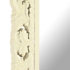 Petromila vidaXL Ručne vyrezávané zrkadlo biele 80x50 cm masívne mangovníkové drevo