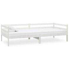 Vidaxl Denná posteľ s matracom, 90x200 cm, biela, borovicové drevo