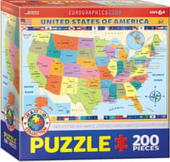 EuroGraphics Puzzle Mapa Spojených štátov Amerických 200 dielikov