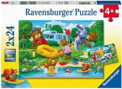 Ravensburger Puzzle Medvedia rodina kempuje 2x24 dielikov