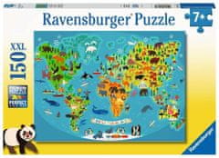 Ravensburger Puzzle Mapa sveta divokých zvierat XXL 150 dielikov