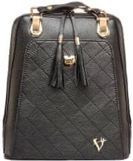 VegaLM Kožený ruksak z pravej hovädzej kože s možnosťou nosenia ako kabelky v čiernej farbe