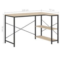Petromila vidaXL Počítačový stôl, čierna+dub 110x72x70 cm, kompozitné drevo