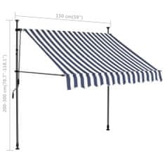 Petromila vidaXL Ručne zaťahovacia markíza s LED 150 cm, modro biela