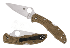 Spyderco C11FPBN Delica 4 Lightweight Flat Ground vreckový nôž 7,5 cm, hnedá, FRN