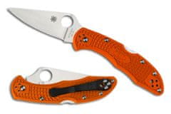 Spyderco C11FPOR Delica 4 Lightweight Flat Ground vreckový nôž 7,5 cm, oranžová, FRN