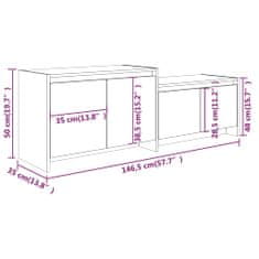 Vidaxl TV skrinka dymový dub 146,5x35x50 cm drevotrieska