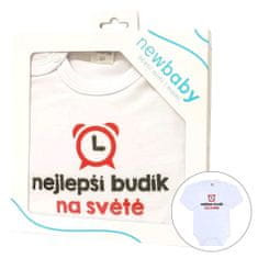 NEW BABY Body s potiskem New Baby nejlepší budík na světě - dárkové balení 56 (0-3m)