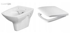 CERSANIT Carina Clean On, závesná wc misa + antibakteriálne toaletné sedátko z duroplastu, set 548, biela, K701-033