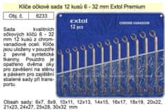 Extol Premium Kľúče očkové sada 12 kusov 6-32mm CrV