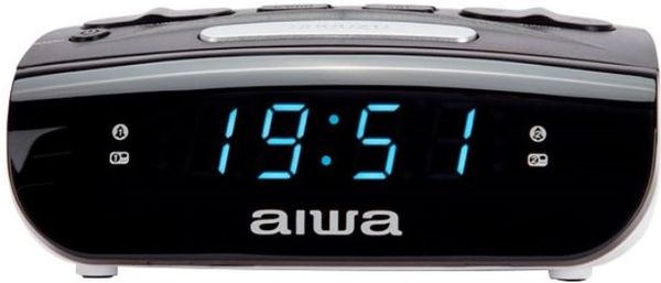 elegantný rádioprijímač aiwa CR-15 ľahké ovládanie sieťové napájanie záložná batéria budík dva časy alarmu snooze sleep fm tuner 