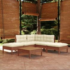 Petromila vidaXL 6-dielny záhradný set s vankúšmi medovo-hnedý borovicové drevo