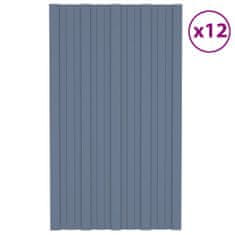 Vidaxl Strešné panely 12 ks pozinkovaná oceľ sivé 80x45 cm